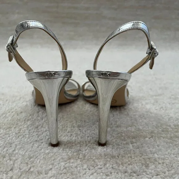 Michael Kors Silver Slingback Heels - Picture 4 of 8